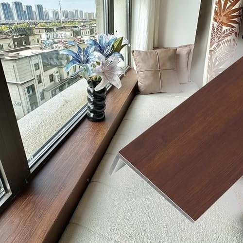 Appui de Fenetre Les Fenêtres à Texture de Noyer Protègent Toujours Les Panneaux pour L'intérieur, Les Rebords Décoratifs Couvrent la Garniture pour la Protection Du Comptoir de la Fenêtre(80X30cm (31