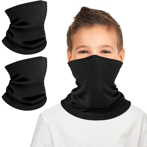 Kiiwah 2 stycken barntubhalsduk, multifunktionell halsduk halsvärmare för pojkar och flickor, termisk halsduk loop halsduk vindtät tubhalsduk bandanas halsvärmare för vinter, vår, höst