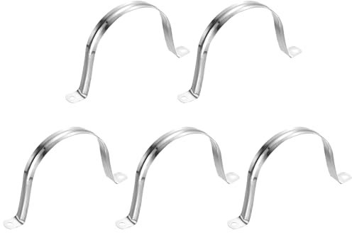 sourcing map 5Pcs Rigid Pipe Straps, 115mm(4.53) 304 Stainless Steel 2 Hole U-Shaped Bracket Tube Hanger Pipe Clamps for Fixing Pipe Cable