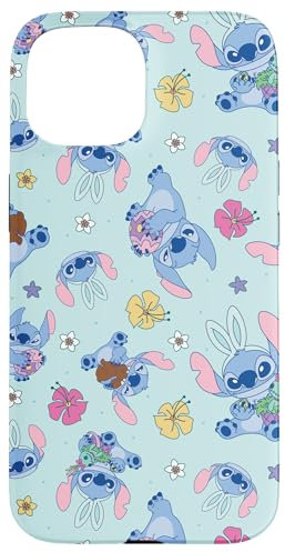 Carcasa para iPhone 15 Disney Lilo & Stitch Cute Blue Easter Pastel Stitch Pattern