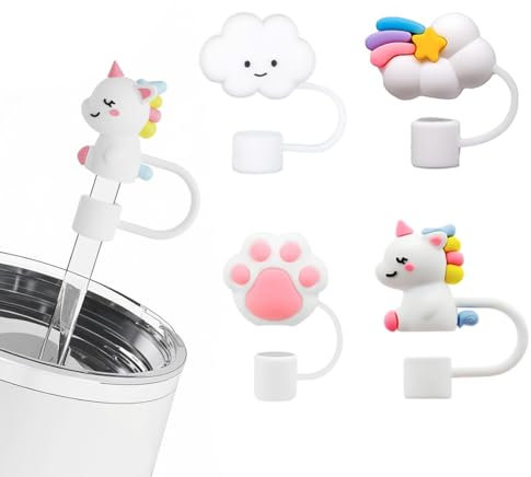 GHPKOTW Lot De 4 Couvre-Pailles pour Accessoires De Gobelets Stanley, 10 Mm De Matériau Silicone Anti-Poussière Accessoires De Pailles, Couvre-Pailles Accessoires De Gobelets Stanley