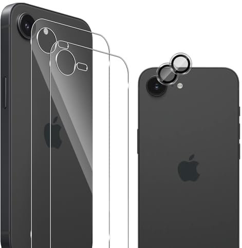 HidWee Rückseite Schutzfolie Kompatibel mit iPhone 16e 2025 für Panzerglas, 2 Stück Schutzglas Zurück Folie & 2 Stück Kamera Schutzfolie, HD Hinten DisplaySchutzfolie & Kameraschutz