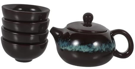 Alipis tè in Ceramica Portatile con Teiera e Tazze Delicate Resistente e Raffinato per tè Sfuso e Tisane Regalo Pratico per Casa e Amici Appassionati