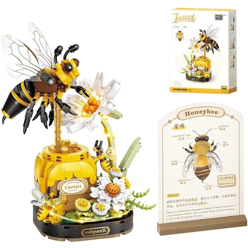 KBIBCK Biene Blumen Bausteine Set 526 Teile, Blumen Insekten Klemmbausteine Bausteine, Bausteinspielzeug für Erwachsene, Kreative Heimdekoration