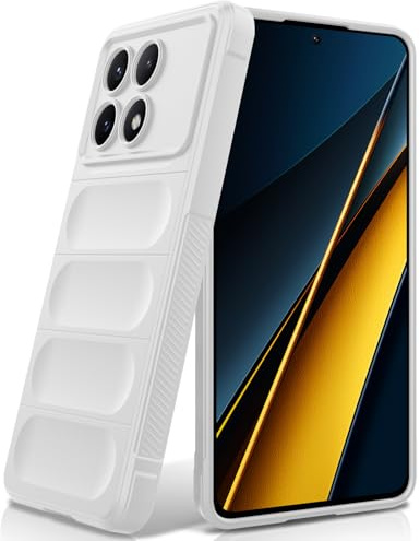 BonYonka Cover in Silicone per Xiaomi Poco X6 Pro, Bianco | Design Ondulato Antiurto, Fodera in Microfibra Antigraffio, Touch Morbido Setoso, Protezione Anticaduta di Grado Militare