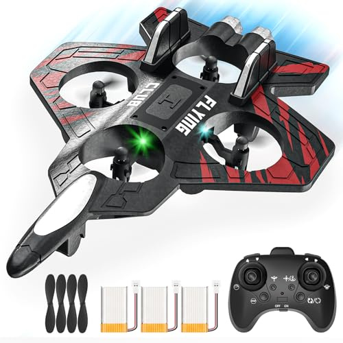 Avion à Télécommande, Avion RC, Hélicoptère en Mousse, Quadricoptère pour Adultes et Enfants, Drone Acrobatique avec Sensibilité Gravitationnelle, 3 Batteries Incluses