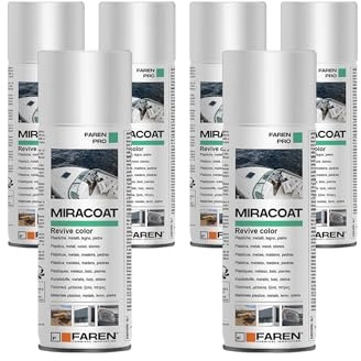FAREN MIRACOAT,Spray Protettivo e Rigenerante,Ravviva Colore, per Plastica, Marmo, Granito, Pietra, Cemento, Metalli Lucidati e Cromati, Senza Siliconi, 400ml (6, pz)