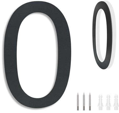 ZCLIKEU Numero civico in acciaio inox SUS304, targa in acciaio inox, RAL 7016, struttura fine verniciata a polvere, per porte, case, strade, altezza 20 mm, numero 0