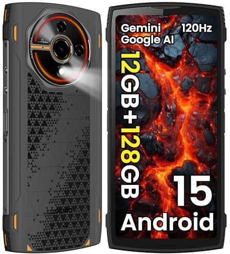 LAGENIO Panther 2 Rugged Smartphone Android 15, 12GB+128GB/1TB Espandibile, IP68/IP69K 6.7 HD+120Hz Cellulare Impermeabile, 16MP+8MP, 5150mAh, Widevine L1/Face ID/OTG/GPS/NFC/3 SIM Slots, Nero