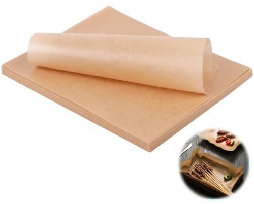 100 PCS Unbleached Parchment Baking Paper, Greaseproof Paper Sheets, Baking Paper Sheets, 8x12 inch Non-Stick Pre-Cut Unbleached Sheets for Oven, Air Fryer, Cooking, Baking Tray Liner