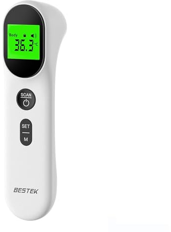 BESTEK Termometro Febbre Infrarossi Senza Contatto per Bambini e Adulti Bambini,Termometro Neonato Frontale Digitale con Lettura Immediata 1s,Richiamo della Memoria,LCD Display