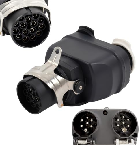 ANEELV LKW Kurzadapter 24V – 15-p olig Steckdose auf 2X 7-polig Stecker Verteiler für Anhänger (15pol auf 2×7pol)