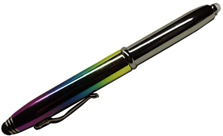 LED – Kugelschreiber Blau mit LED-Licht und Soft-Touchpen für Handy oder Tablet mit SOFORTGRAVUR +VORSCHAUGravur (1 Vorname) bis zu 8 Zeichen + Geschenkverpackung