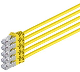 Kabelbude.eu RJ45 Patchkabel m. CAT 7 Rohkabel PIMF gelb 0,25m