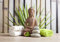 wandmotiv24 Fototapete Buddha und sauna, M 250 x 175 cm - 5 Teile, Wanddeko, Wandbild, Wandtapete, Wellnes, Spa, Entspannung M0962