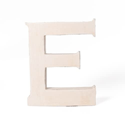 kadoh Holzbuchstabe E (20 cm) zum Aufstellen Handgemachte Buchstaben aus Holz im Vintage-Look als Deko (Creme-Weiß Vintage)