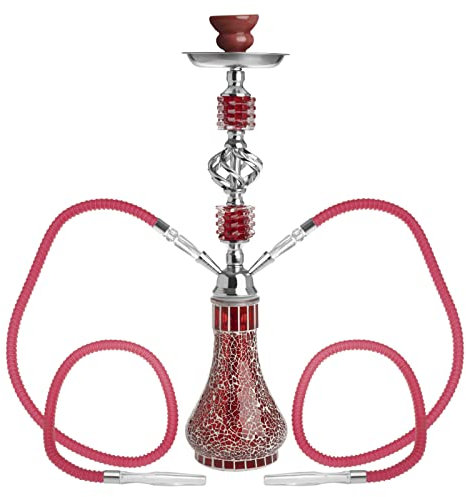 DXP Shisha Hookah 55cm 2 Manguera Cachimba Narguile agua tubo vidrio fumar Rojo