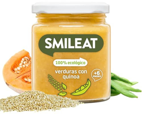 Smileat - Tarrito infantil de Verduras con Quinoa - para Peques +6 Meses - Sin Azúcar ni Sal Añadido - Materia Prima de Calidad. Textura Suave y Fácil de Comer - 230g