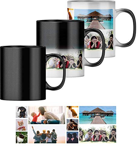 Personalised Heat Change Mug with Ten Photo Collage (11oz) Personalise 10 Photos. Magic Heat Collage Photo Mug Gift