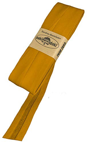 Sandras-Bastelladen Schrägband/Einfassband Baumwolle Uni gefalzt 5m x 20mm 950-Curry