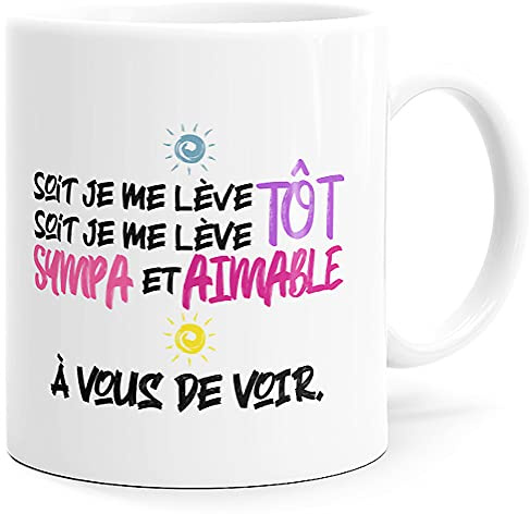 Luigi Collection Mug Humour Matin Humeur Tasse Message drôle. Idée Cadeau Original pour Amis Couple Amoureux Collègue Frère Sœur pour Anniversaire Noël. Le Sourire dès le Réveil.