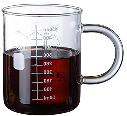 Yushu - Gobelet à caféine avec poignée, gradué, verre borosilicate, tasses chimie cool, cadeaux pour enfants, réchauffage facile et sûr