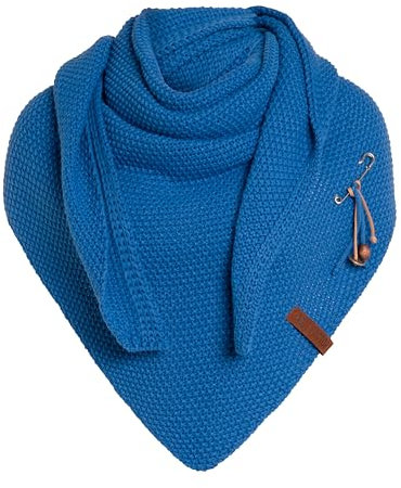 KNIT FACTORY - Dreiecksschal Coco - Damen Strickschal mit Wolle - Umschlagtuch für den Herbst und Winter - Winterschal - Dreieckstuch - Hochwertige Qualität - XXL Schal - 190 x 85 cm - Cobalt