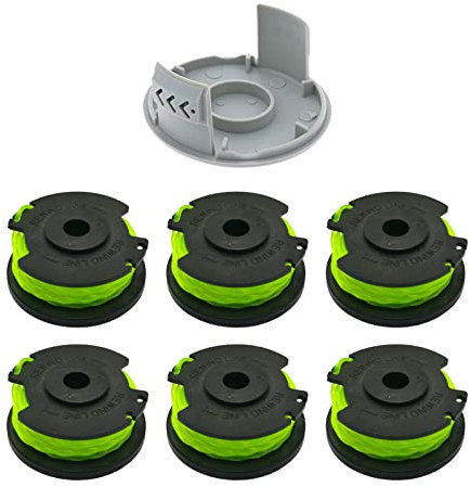 YWNYT Ryobi RAC143 - Bobina per tagliabordi da 36 V, con tappo RAC142, filo di ricambio per tagliabordi per tagliaerba con bobina compatibile con RLT36B33 e RY36LT33A-0 (7 pezzi)