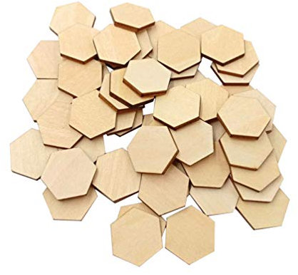 HOMSFOU 100st Holz Blanko Scheiben Metallsterne Zum Basteln Sechseckige Formen Scheibenplatten Kleine Holzstücke Holzspachtelmasse Buche Haushalt Hölzern