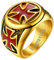 FaithHeart Personalisierter Statement Bandring in Größe 65 Punk Stil Schild Amulett Siegelring Herren Jungen Tempelritter Kreuz Partnerring für Paar Pärchen