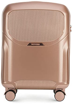 WITTCHEN Stilvoller Koffer Kabinengepäck Rollkoffer Reisekoffer Strapazierfähigem Polycarbonat Trolley 4 Doppel-Lenkrollen TSA Zahlenschloss 2,9 kg 36 L Größe S Stumpfes Rosa