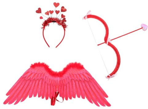 GALPADA -Kostüm-Set Wings N Cupid Bow & Love Haarband Halloween Weihnachten Valentinstag Party Cosplay für Mädchen Jungen Frauen Kinder Erwachsene
