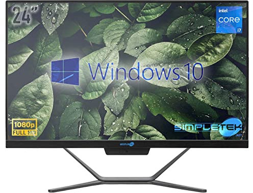 SIMPLETEK - PC All in One 24 FHD con Core i7, 16GB RAM, SSD 240GB + HDD 2TB, webcam y Windows 10 Pro