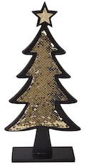 Tarrington House Weihnachtsbaum, Holz, 14 x 5 x 35 cm, mit Pailletten, schwarz/Gold