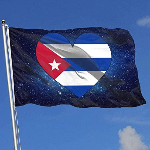 Cuba grande cuore bandiera 0,9 x 1,5 m stampa su un lato bandiera bandiera della famiglia di benvenuto
