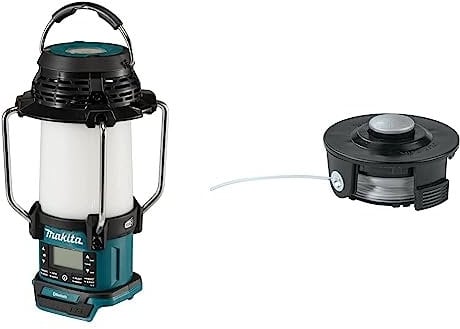 Makita DMR056 Akku-Radio mit Laterne 18V (ohne Akku, ohne Ladegerät) & 1-Fadenkopf Tap&Go 1,6mm 195858-1 Silber