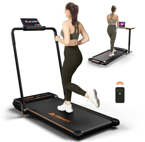 2in1 faltbares Laufband, 2.5-PS-Motor-Walking-Pad mit LED-Anzeige und Fernbedienung, Laufgerät für den Einsatz im Home-Office, Schwarz