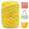 LEREATI Fettuccia per Borse a Uncinetto, Filato Gigante 500g Filato di Lana Morbida Chunky Yarn Tubolare, Gomitoli Lana Grossa per Coperte a Mano, Animali Domestici, Letto (Oro)
