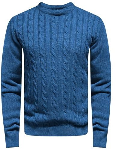 WJL WHISPERING JONES LONDON Mens Cable Knit Jumper Thick Weave Pullover Winter Fisherman Logo Knitted Sweater Long Sleeve Warm, Navy, XXL