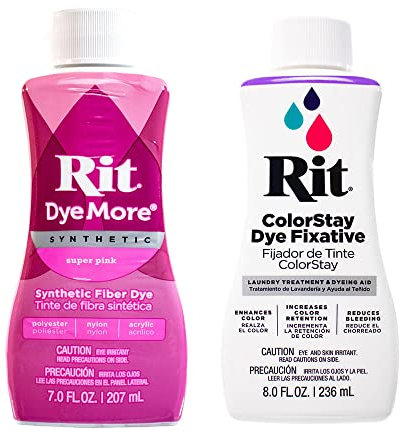 Rit DyeMore - Tinte de fibra líquida sintética de 7 onzas para ropa, decoración y manualidades, súper rosa con fijador de color