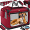Lovpet® Transportbox Hund Katze Transporttasche XL 81,3x58,4x58,4cm | Hunde-Tragetasche Faltbare Katzentasche | Haustier-Transportbox inkl. Hundenapf & Schultergurt | für Katzen & Hunde Bordeaux/Rot