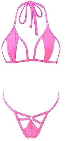 SHERRYLO Micro Bikini Extreme Exotique Maillot de Bain String String Bas Sexy Slutty Mini Bikinis Deux Pièces Maillot de Bain pour Femme, 1690-rose, Taille Unique