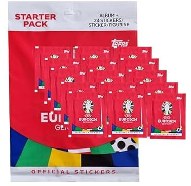 Generisch Topps UEFA EURO 2024 Sticker Kollektion (SWISS VERSION) Rote Sticker Variante – 1x Starterpack + 15x Stickertüten