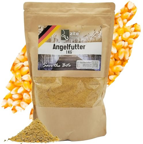 Zite Fishing Grundfutter Karpfen-Angeln - Starke Lockwirkung auf Friedfische - 1kg Hochwertiges Groundbait Karpfen-Futter Wiederverschließbar - Ideal auch für Brassen, Rotaugen & Mehr (Süßer Mais)