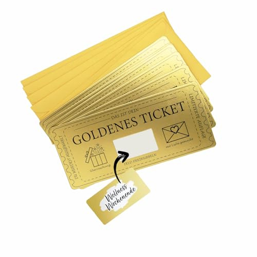 GEHENFRUCHT Goldenes Ticket mit Rubbelkarte, Geschenkkarte zum selber ausfüllen mit Rubbellos, Kinogutschein, Reisegutschein,Geburtstagskarte Geschenke für Frauen, Freundin, Mama Papa (6pcs)