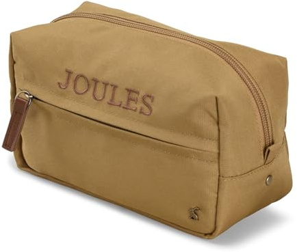 Joules Travel Collection His & Hers Softside Travel Wash Bag, Toiletries, Cosmetic Bathroom Organiser, Tan