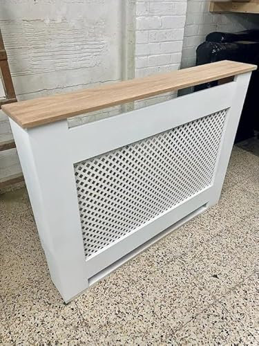 White Diamond Grill Radiator Cover with a Solid Oak Top (X-Large)