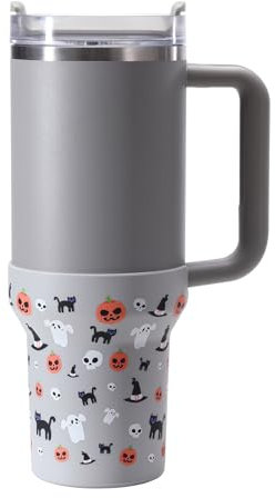 Uvafly Halloween Boot for Stanley, Silicone Protector Sleeve for Stanley Quencher H2.0 FlowState Tumbler 20oz/20oz/30oz/Stanley Adventure Quencher Tumbler 24oz Cup Accessories (Gray)