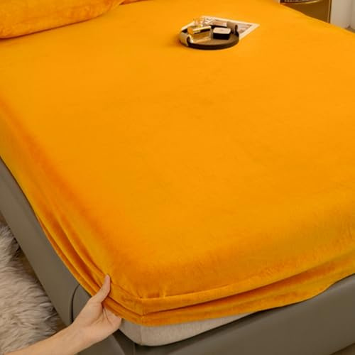 KLUOT Winter Spannbettlaken 90 x 200 + 15 cm Bettlaken Warm Weich Fleece Kuschelig Flauschig Cashmere Touch orange