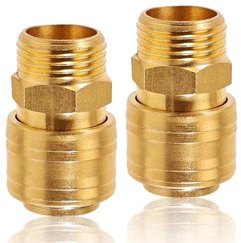Beatific 2 Stück Schnellkupplung Druckluft NW 7,2, 1/2 Zoll Messing Druckluftkupplung mit Außengewinde, G1/2 Zoll Druckluftanschluss Schnellkupplung Druckluft Kupplungen für DruckluftAnschluss